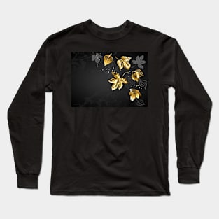 Background with Gold Leaves Long Sleeve T-Shirt